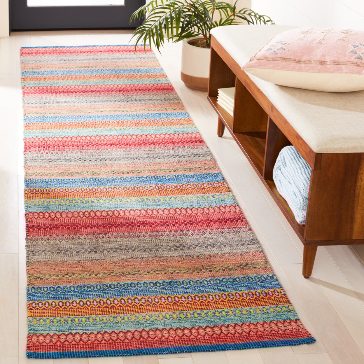 thumbnail image 3 of SAFAVIEH Montauk Albine Striped Cotton Area Rug, Blue/Grey, 8' x 10', 3 of 8