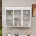 thumbnail image 3 of 3 Door Arched Wall Mounted Glass Cabinets for Kitchen, Living Room and Bathroom(White), 3 of 13
