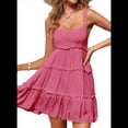 thumbnail image 3 of Vestidos de Verano para Mujer, Vestidos para Invitadas de Boda, Vestidos Playeros de Tirantes Finos, Vestido Bohemio Fluido, Rosa L, 3 of 6
