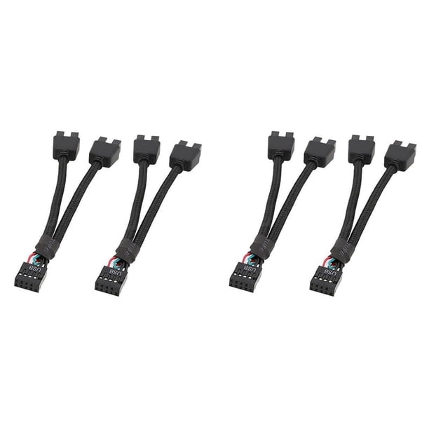 4 Piezas de Cable de ExtensióN USB para Placa Base de Computadora de 9 , 1 Hembra A 2 Macho y Splitter Audio HD Cable de ExtensióN para PC DIY