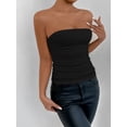 thumbnail image 6 of Women'S Tube Tops Strapless Going Out Crop Tank Top Ruched Bandeau Outfits Sleeveless Y2K Shirts Black L, 6 of 8