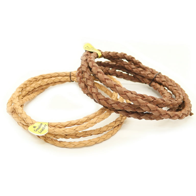 Fun-Weevz 2 Meters of 4mm Bolo Leather Cord for Jewelry Making Adults, Brown Thread Leather Cords, String for Bracelets and Necklaces, Craft Macrame