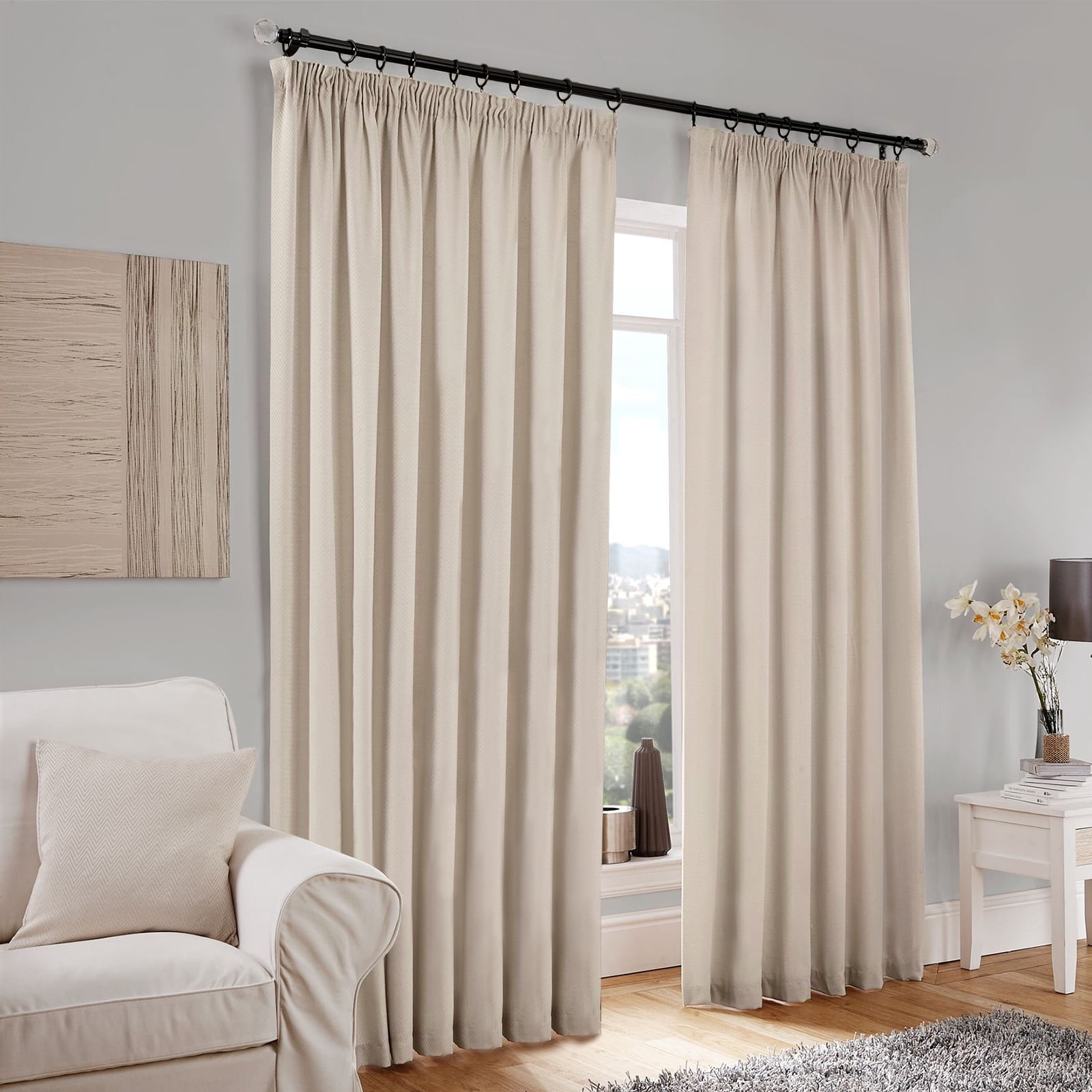 Blackout Curtains 2 Panels Set, Linen Textured Blackout Drapes, Thermal Insulated Curtains for Bedroom Living Room, W50" X L84" Oatmeal