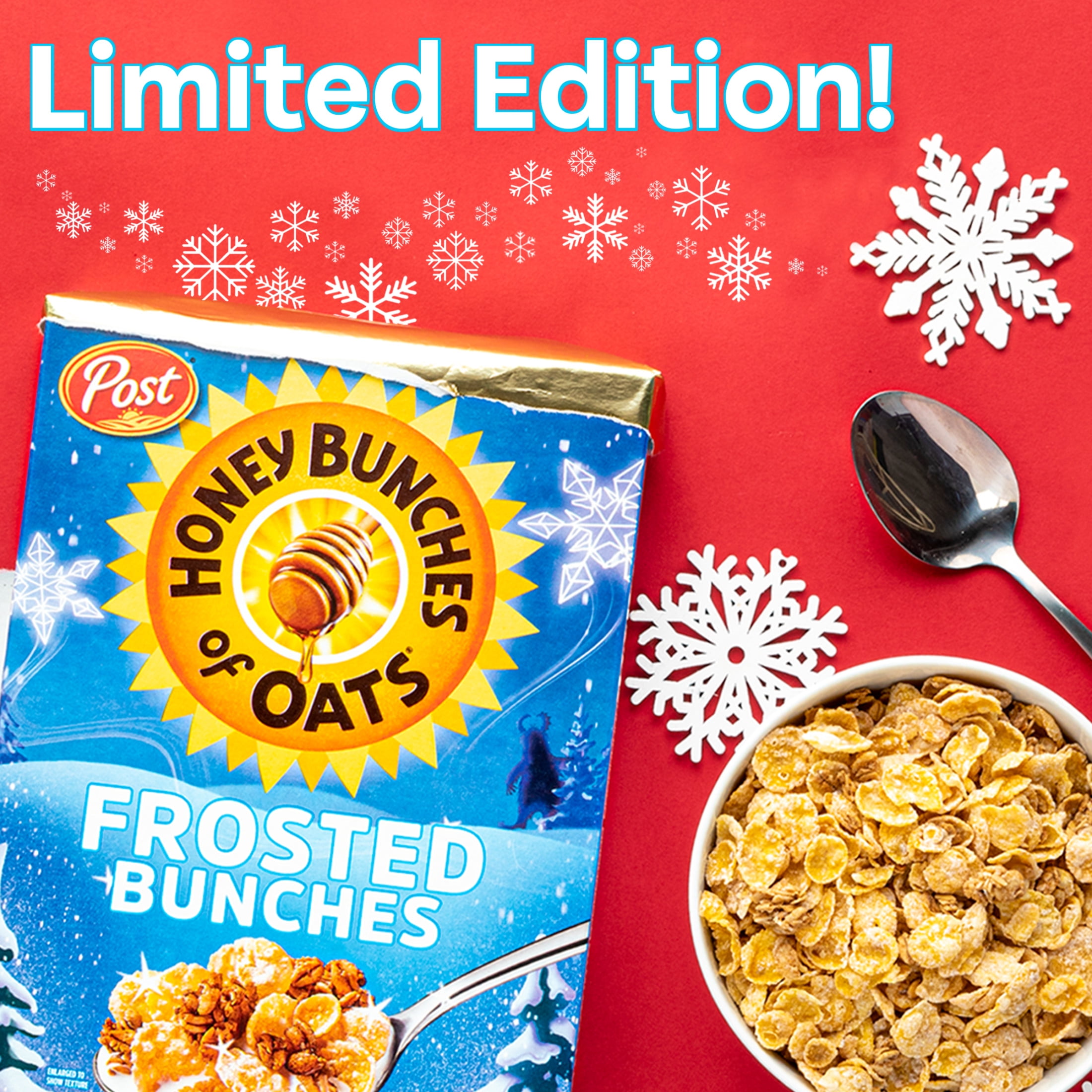 Post Honey Bunches of Oats Frosted Bunches Limited Edition Cereal, Crunchy 15.2 oz Box