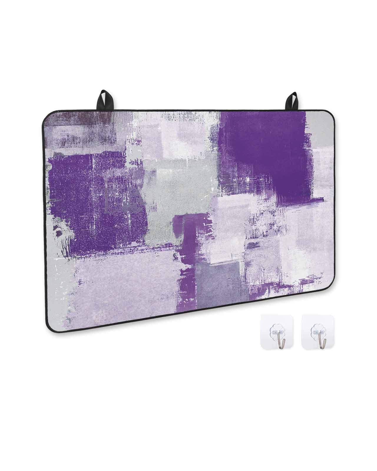 nqOlkjepod Large Induction Cooktop Protector Mat 36"x21", Modern Oil Painting Stove Top Covers for Electric Stove, Purple Grey Abstract Graffiti Art Stove Burner Cover Mats, Glass Top Stove Cover