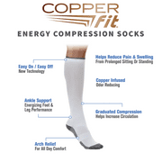 Copper Fit Energy Compression Socks with Easy-On/Easy-Off Technology, Black, Large/X-Large, Unisex