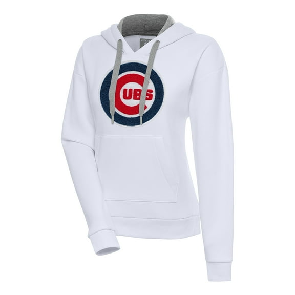 Women's Antigua  White Chicago Cubs Victory Pullover Hoodie