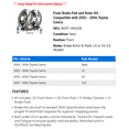 thumbnail image 2 of Front Brake Pad and Rotor Kit - Compatible with 2002 - 2006 Toyota Camry 2003 2004 2005, 2 of 2