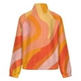 thumbnail image 6 of Jackets for Women Winter Coat Jackets Flannel Stand Collar Jacket(Abstract Orange Swirl Pattern Design,Size:S-4XL), 6 of 7