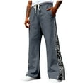 thumbnail image 1 of Mens Pants,Casual Buckle Printing Elastic Waist Drawstring Straight Pocket,Pants for Men, 1 of 8
