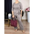 thumbnail image 6 of Women'S 2 Piece Outfits Suit Set Top Flared Pants Sets Business Pantsuits Light Brown XXL, 6 of 7