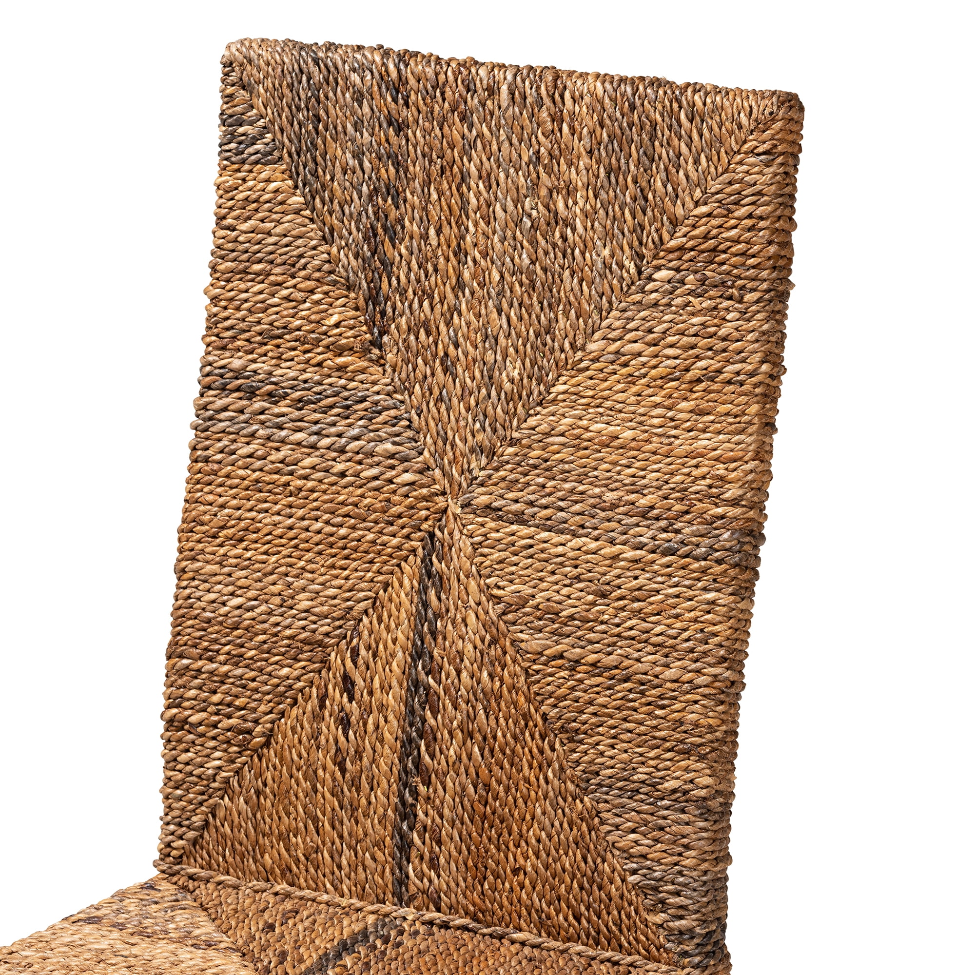 bali & pari Laymi Seagrass and Mahogany wood BOHO Dining Chair, Natural Brown