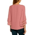 thumbnail image 4 of luvamia Blouses for Women 3/4 Flared Sleeves Tops Mesh Panel Shirts Size Small Rosette, 4 of 4