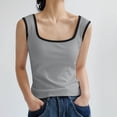thumbnail image 4 of Besolor Womens Rib Tank Top Sleeveless Color Block Workout Top Square Neck Tank Shirts Basic Cami Tops for Summer, 4 of 7