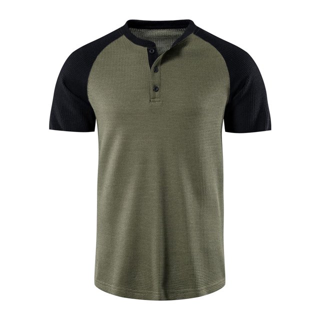 ameIAEA Men's Short Sleeve Workout Running T-Shirts Color Block Casual Summer Tees Button Down Crewneck Tops