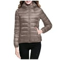 thumbnail image 4 of GEWSEY Women's Hooded Packable Ultra Light Weight Short Down Jacket (Khaki, 3XL), 4 of 6