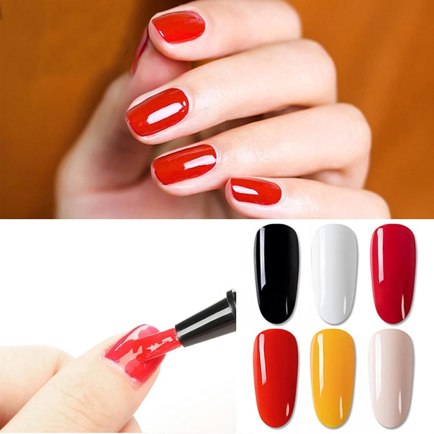 Non UV Gel Nail Pen Set – 6 Colors per Set, One Step DIY Nails Varnish Pen, 3 in 1 Quick Dry Nail Polish Pens,Colorful Gel Pens for DIY Nail Art, Easy Nail Polish Pen for Women Girls