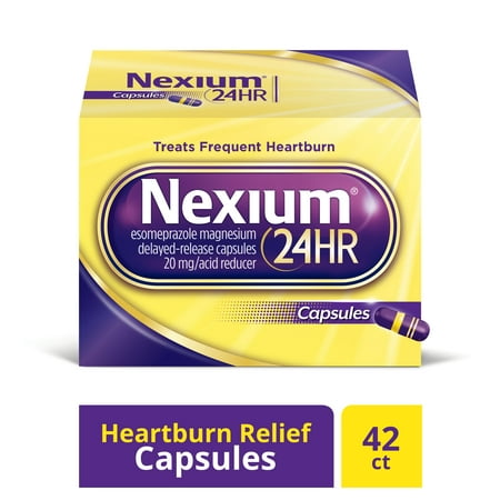 Nexium 24HR Capsules (20mg, 42 Ct) Delayed Release Heartburn Relief, Esomeprazole Magnesium Acid (What's Best For Heartburn)