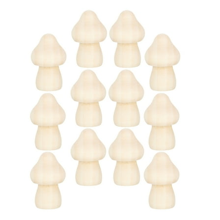 HAKIDZEL Unfinished Diy Wood Mushroom Figure Handmade Wood Crafts Khaki 15Pcs 1.3X0.8X0.8In