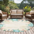 thumbnail image 4 of Round Rugs 5Ft, Beige Coastal Round Area Rug Washable Indoor Throw Carpet, Summer Nautical Beach Coral Starfish Soft Non Slip Circle Rug for Cabinet Bathroom Home Decor Aesthetic, 4 of 8