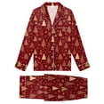 thumbnail image 6 of Jkety Family Christmas Pajamas Matching Sets Satin Long Sleeve Holiday Casual Lounge Soft Xmas Silk Pjs Two Piece Sets, 6 of 7