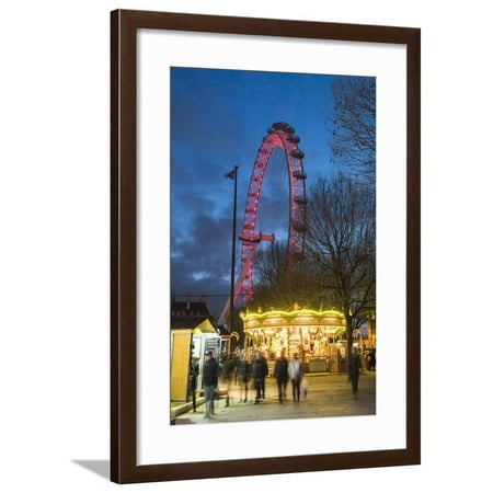 Christmas Markets London Eye Christmas Market in Jubilee Gardens, with the London Eye at Night, South Bank, London, England Framed Print Wall Art By Matthew Williams-Ellis ()