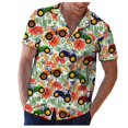 thumbnail image 1 of Camisas Vaqueras Para Hombre Manga Larga Top de primavera y verano para hombre, camiseta con estampado de Hawaii, cuello vuelto, camiseta informal holgada de manga corta con botones (Green, L), 1 of 3