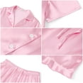 thumbnail image 5 of UVN Pajamas Sets for Women Short Sleeve Button Down Tops and Ruffle Shorts 2 Piece Outfit Satin Silk Pjs Sleepwear Loungewear, 5 of 8