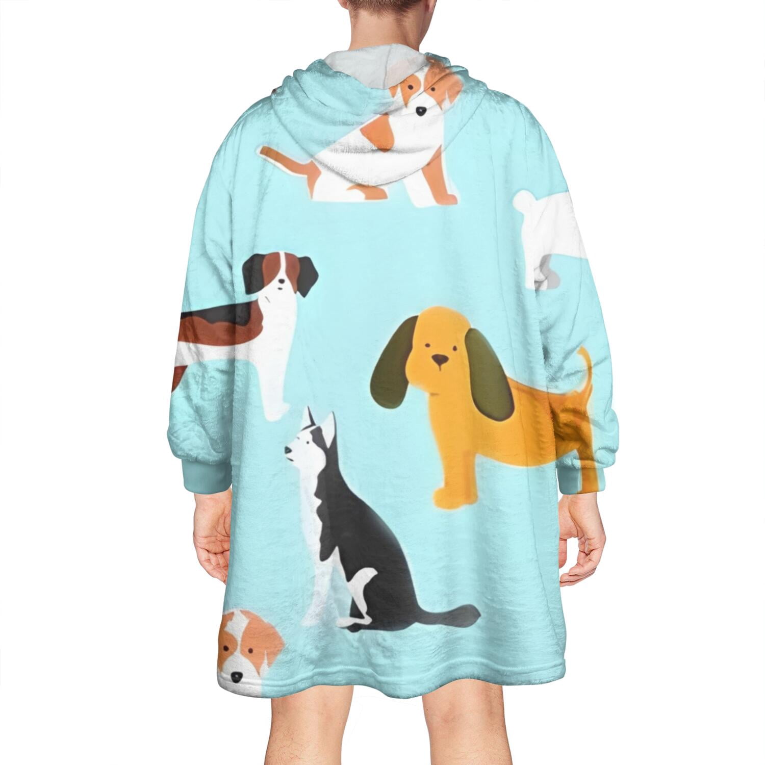 Wearable Oversized Blanket,Cartoon Dog Wearable Blanket Hoodie for Adults,Cozy Hooded Blankets with Super Pockets,Super Warm Fuzzy Pullover for Women & Men