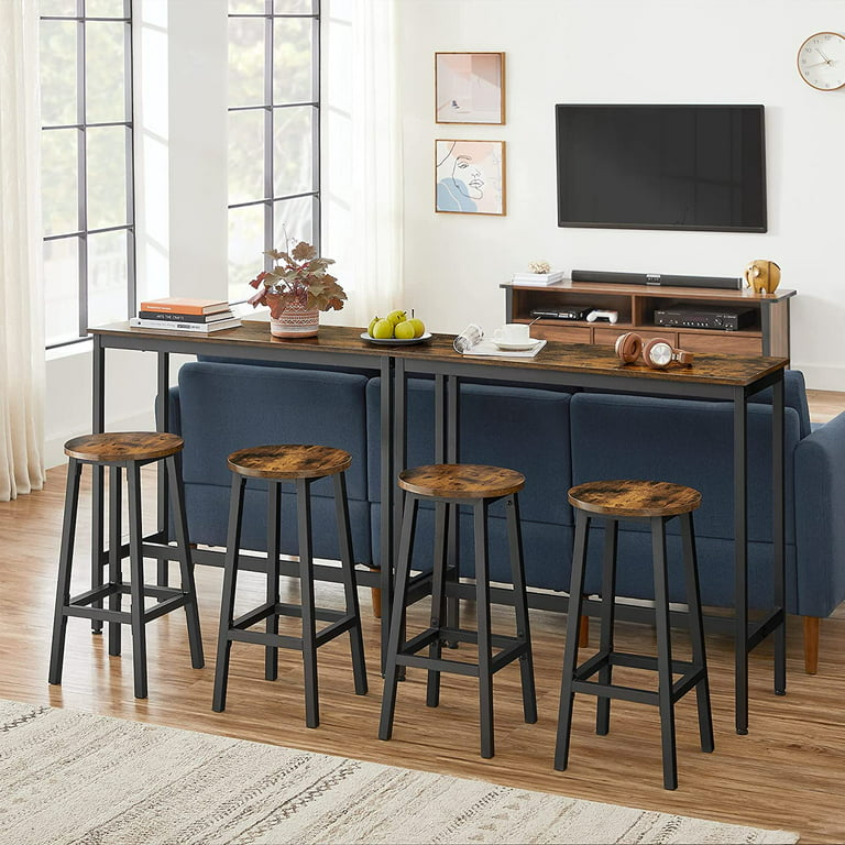 VASAGLE Bar Table Set, with 2 Bar Stools, Dining table set, Kitchen Counter  with Bar Chairs, Industrial, Living Room, Party Room, Rustic Brown and  Black ULBT15X