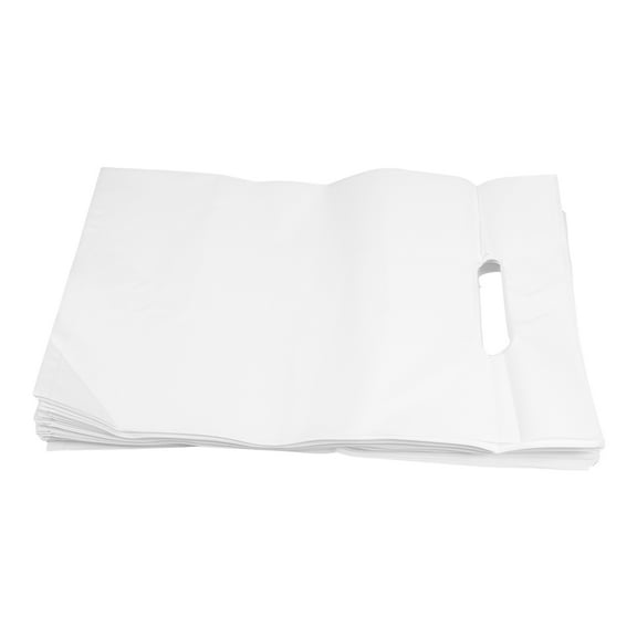 White PE Plastic Bags with Handles for Packaging Food Clothing Stationery Large Capacity 100pcs