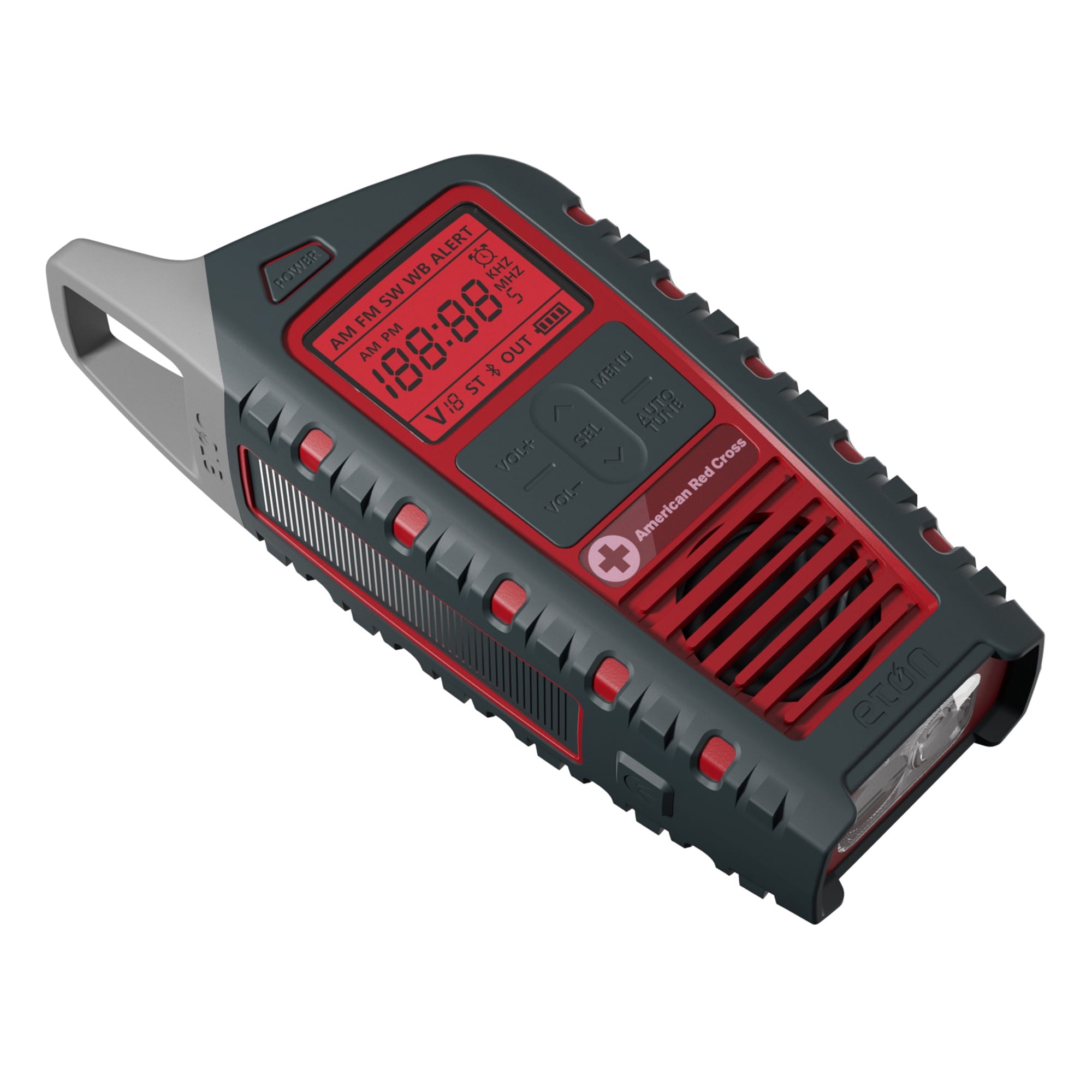 American Red Cross by Eton ODYSSEY Bluetooth Portable Weather Radio with AM/FM/Shortwave/NOAA Alerts and Flashlight, Red and Black