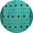 thumbnail image 1 of Ahgly Company Indoor Round Oriental Turquoise Blue Modern Area Rugs, 8' Round, 1 of 4