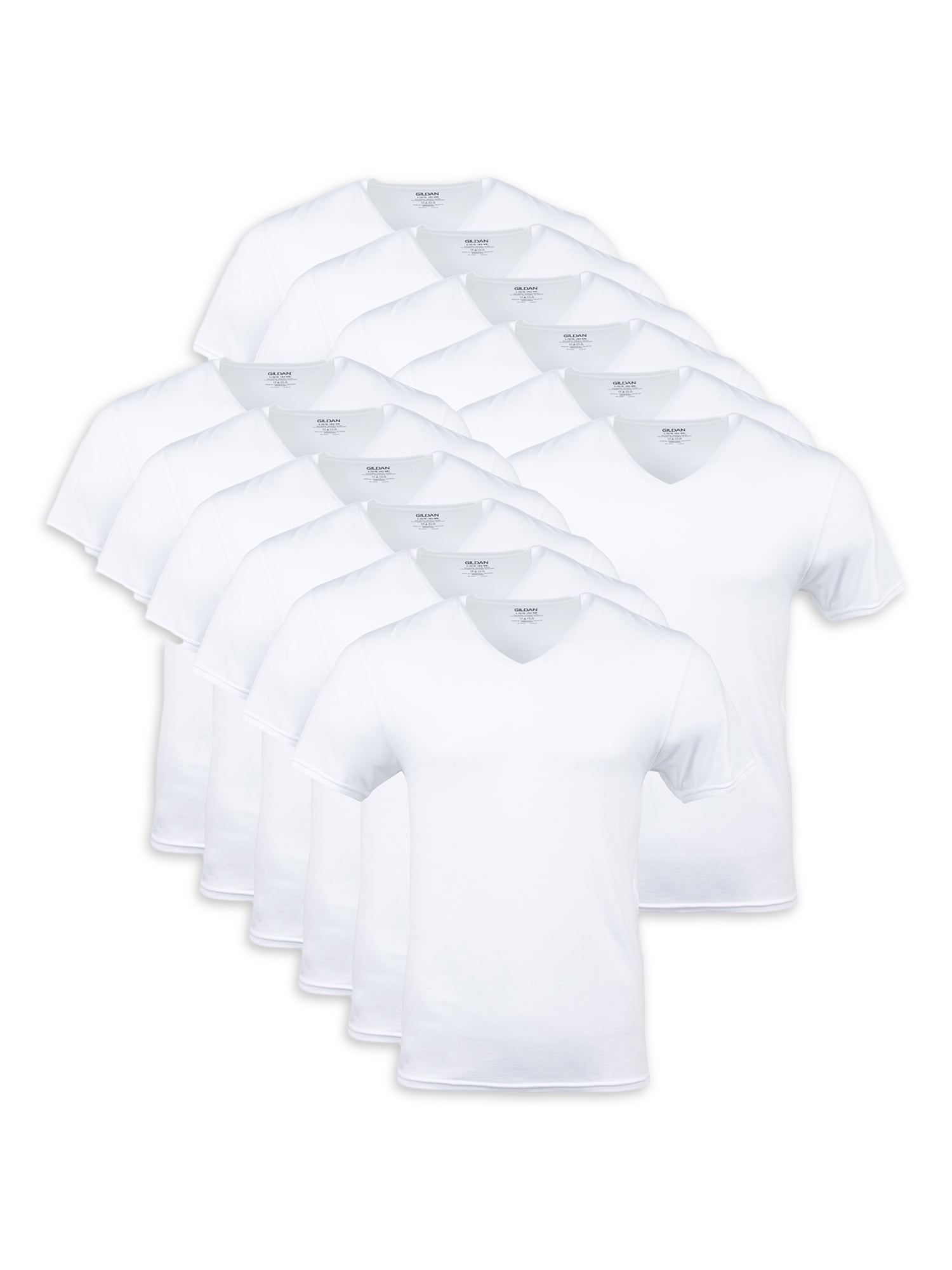 Gildan Adult Men's Short Sleeve V-Neck White T-Shirt, 12-Pack, Sizes S ...