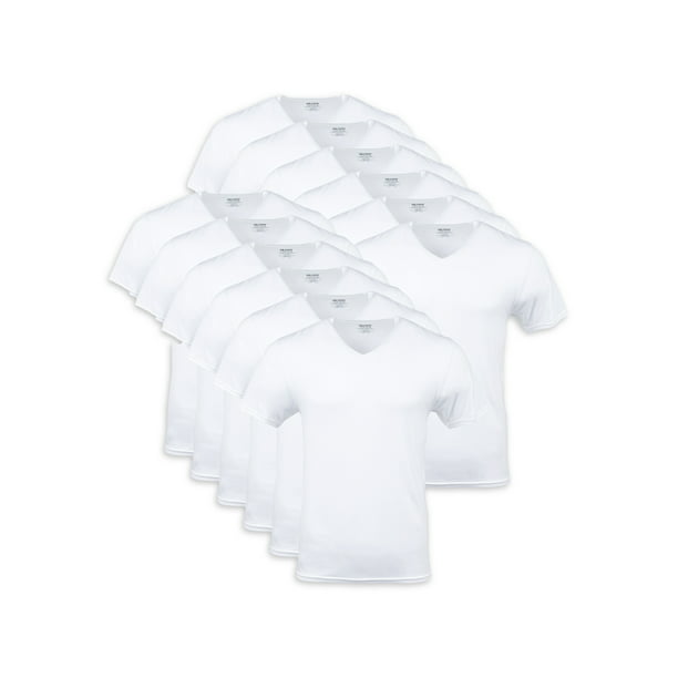 Gildan - Gildan Men's Short Sleeve V-Neck White T-Shirt, 12-Pack ...
