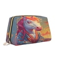 thumbnail image 2 of Cauagu Meditating Cute Horse Print Large Cosmetic Bag,Portable Cosmetics Pouch Travel Makeup Bag Large Capacity Travel Makeup Case Organizer Makeup Brush Organizer, 2 of 8