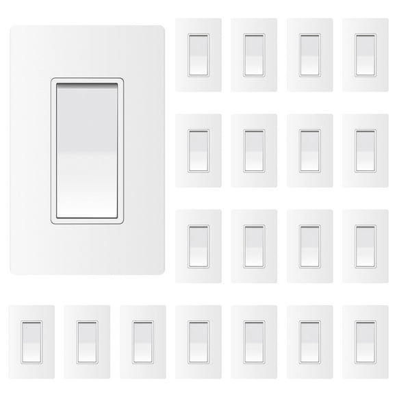 Thunderway Interruptor de luz blanco mate con placa de pared sin tornillos Decorador de 3 vías Interruptores de pared basculantes de paleta 15A 120V/277V 3 cables con conexión a tierra automática Grad