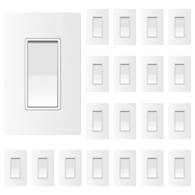 Thunderway Interruptor de luz blanco mate con placa de pared sin tornillos Decorador de 3 vías Interruptores de pared basculantes de paleta 15A 120V/277V 3 cables con conexión a tierra automática Grad