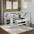 thumbnail image 2 of Linon Natasha Upholstered Corner Nook Dining Set in White Wood/Coffee Print, 2 of 17