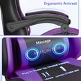 thumbnail image 3 of Mr IRONSTONE Ergonomic Gaming Chair with Massage Lumbar Support and Footrest, Heavy Duty 400lbs Computer Chair for Adults, Purple/Black, 3 of 8