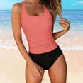 thumbnail image 5 of Women's Sleeveless Swim Tank Top Only - Adjustable Straps Soft Bathing Suit Top, Solid Two Piece Swimsuit Top(Pink,M), 5 of 6