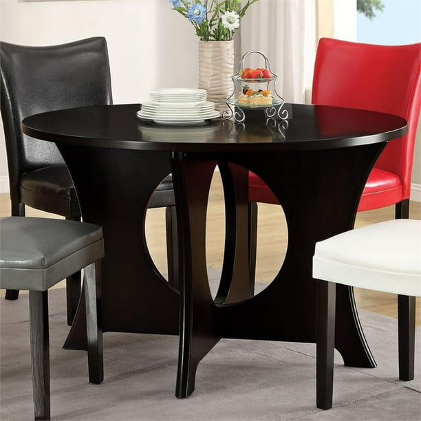 Furniture Of America Shay Contemporary, Black Circle Dining Table And Chairs
