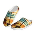 thumbnail image 2 of Fotbe Beach Umbrella Sunset Pattern Women's Fuzzy Curly Fur Memory Foam Loafer Slippers Indoor Outdoor Slippers Winter Home Shoes-42/43, 2 of 7