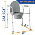 thumbnail image 7 of Medline 3-in-1 Bedside Commode, Portable Toilet, Sturdy, 350 lb Weight Capacity, Steel, Gray, Folding, 7 of 7