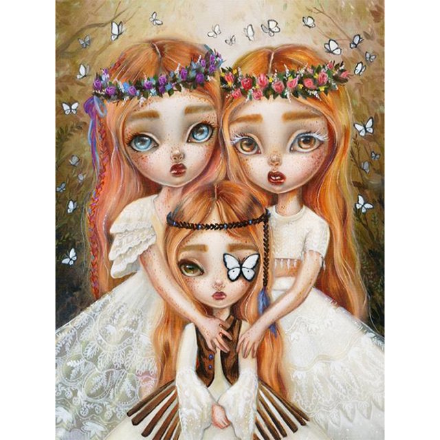Cuadros Decorativos Taladro redondo completo, pintura de diamantes, ojos grandes, muñeca, mosaico, Kits, arte DIY (WT788) Sywqhk Nuevos Originales