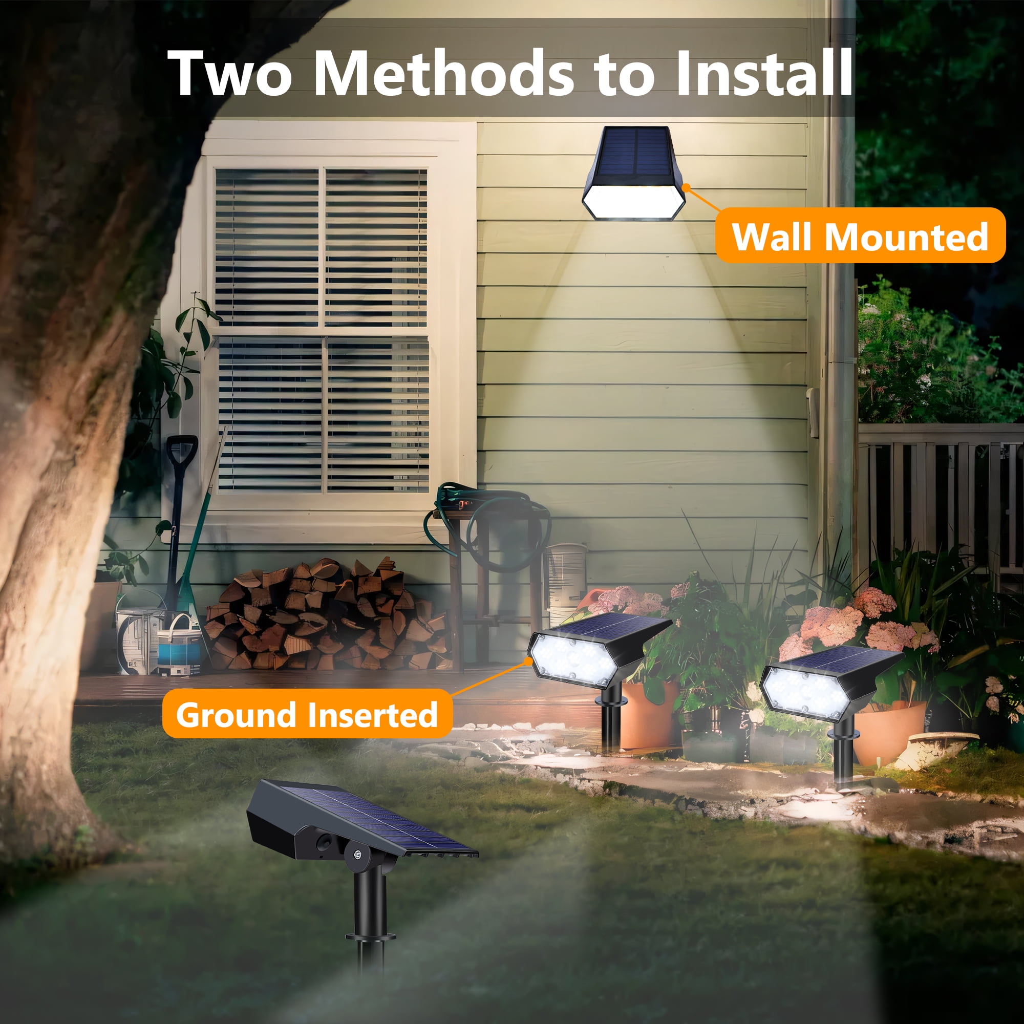 Toodour Solar Lights Outdoor, 4 Pack 49 LED Super Bright Solar Spot Lights with 2 Lighting Mode, Waterproof Solar Powered Landscape Spotlights for Garden Yard Patio Walkway Outdoor Decor, White