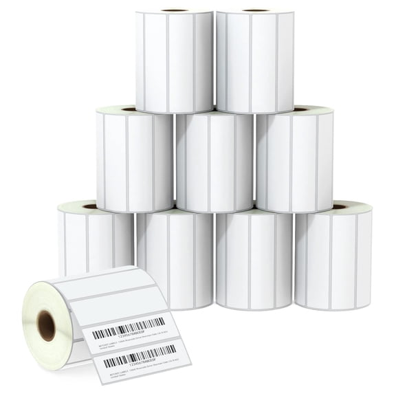 4" x 1" (102 mm x 25 mm) Multipurpose Labels Compatible with Zebra & Rollo Label Printer,Premium Adhesive & Perforated [10 Rolls, 13750 Labels]