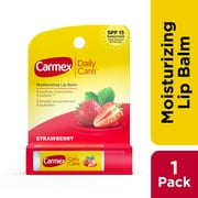 Carmex Daily Care Moisturizing Lip Balm Stick, SPF 15, Strawberry Lip Balm Flavor, 1 Count