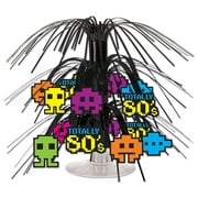 Angle View: Club Pack of 12 Purple and Yellow 80's Pixel Mini Cascade Party Table Centerpieces 7.5"