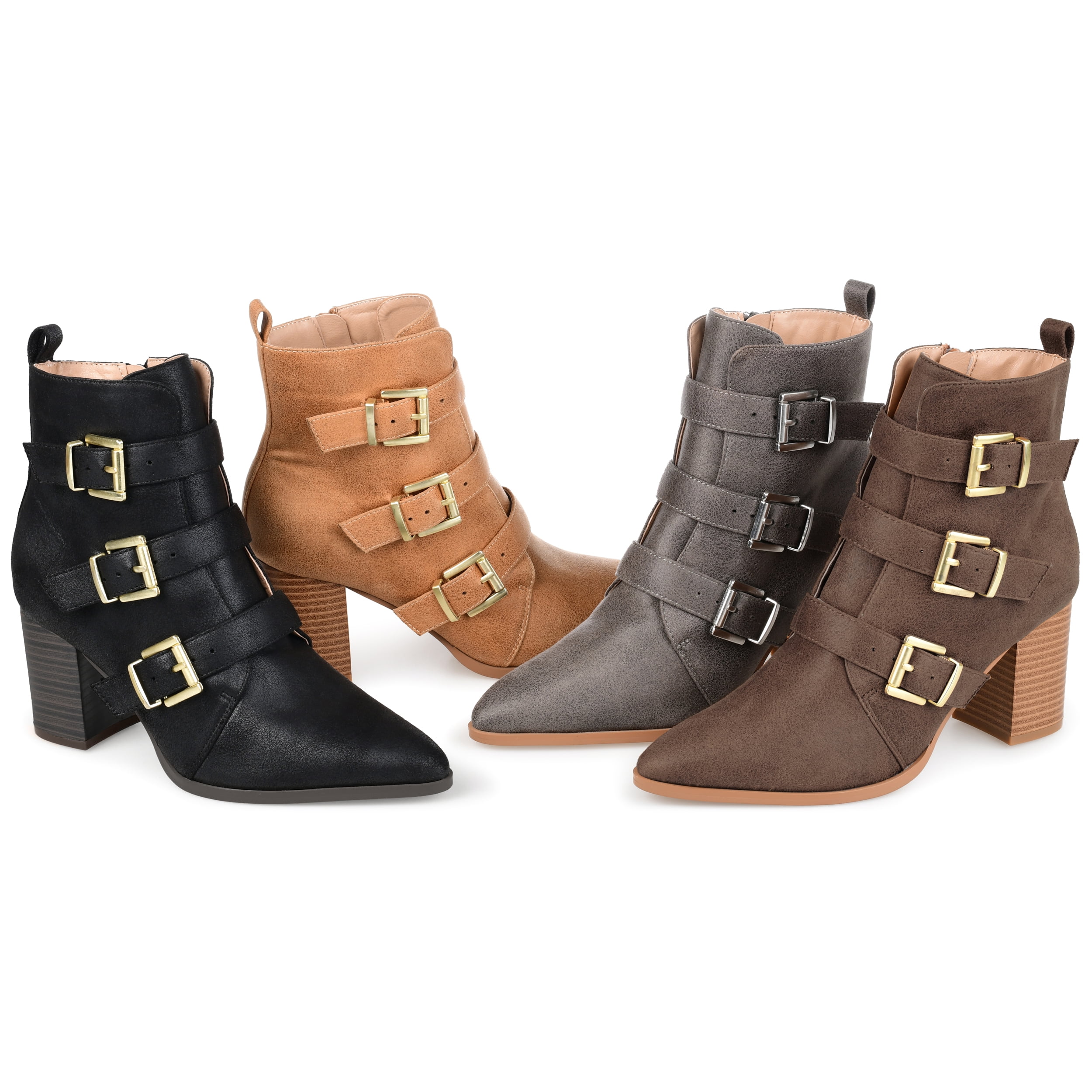 Journee Collection Womens Winsley Tru Comfort Foam Inside Zip Stacked Heel Booties
